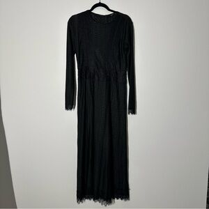 Zara black lace long dress with long sleeves sizeM